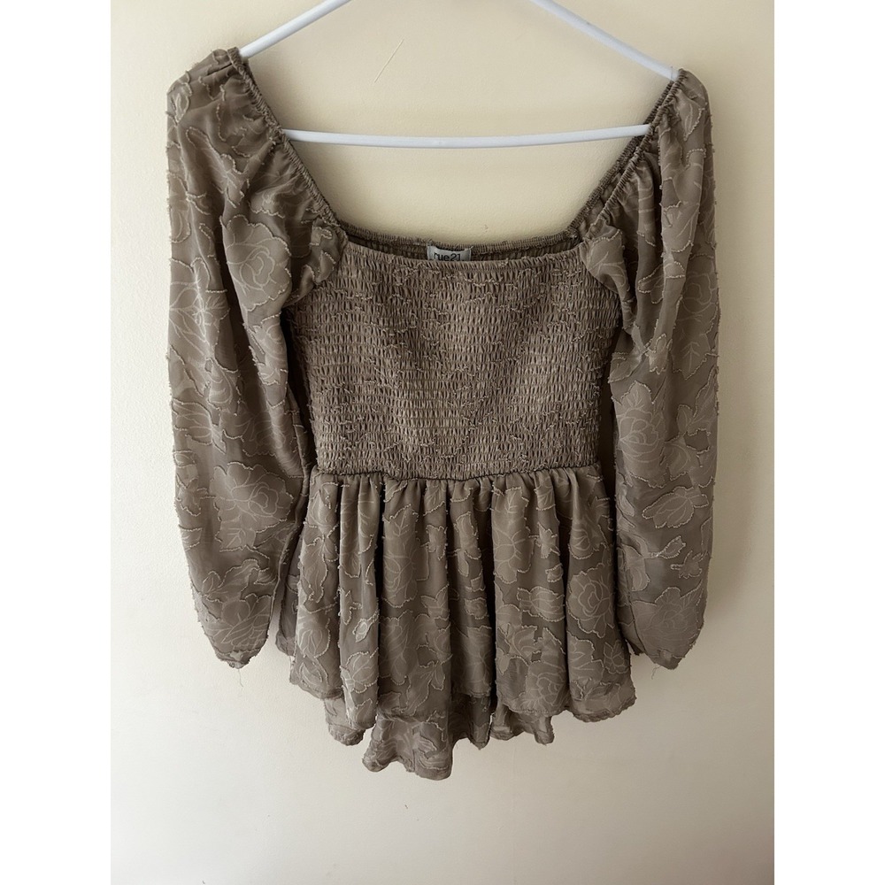Rue21 Women's XS Fairycore Cottage Peplum Top Mesh Puff Sleeve Smocked Floral